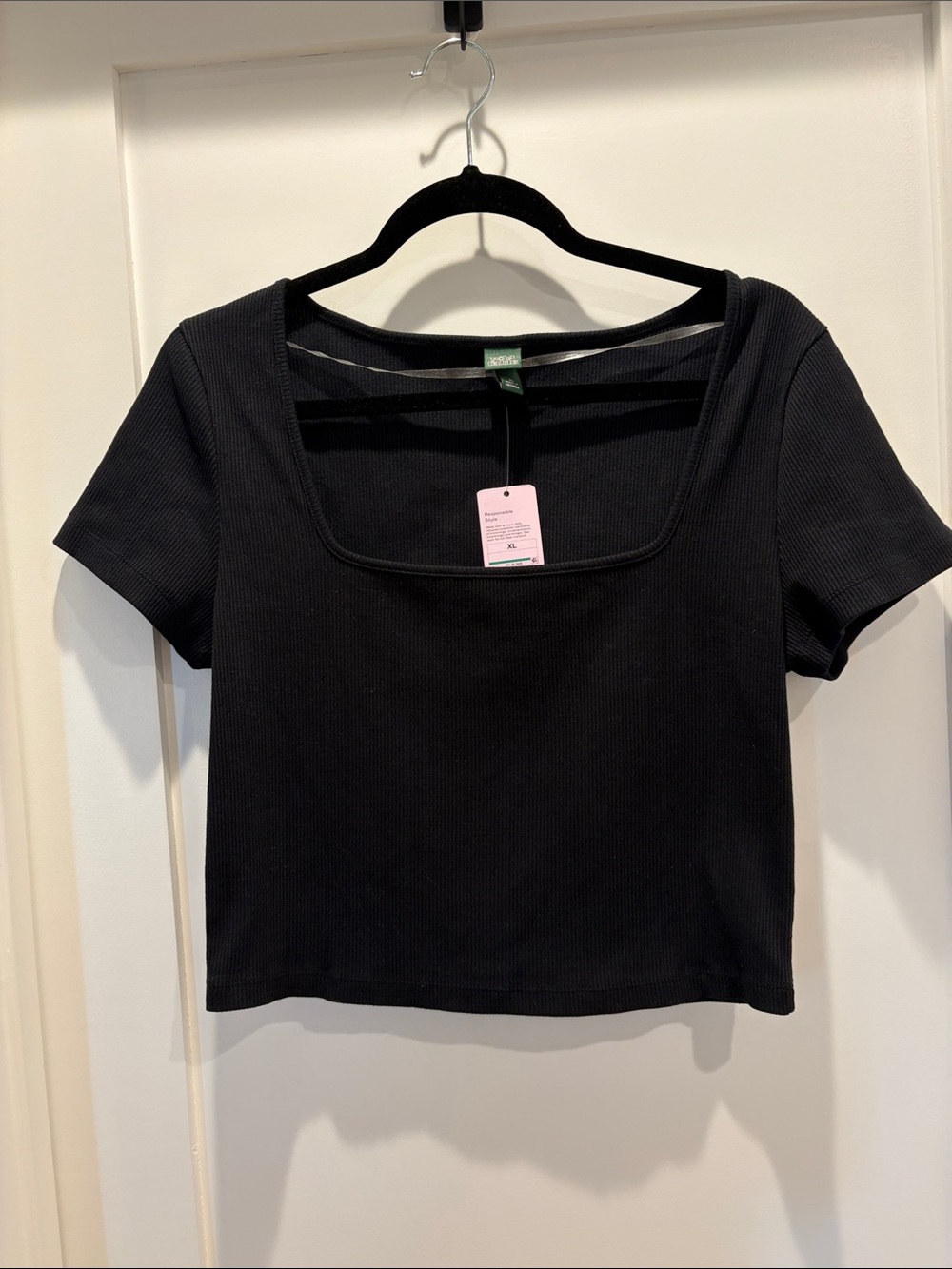 wild fable Black Square Neck Ribbed Crop Top
